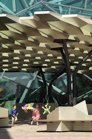 From below the openings appear irregular because the angle of the pitch varies between six and 12 degrees.